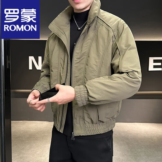 ROMON зимний пуховик мужской воротник-стойка 2025 новый тонкий однотонный красивый универсальный утиный пуховик мужская зимняя одежда черный M