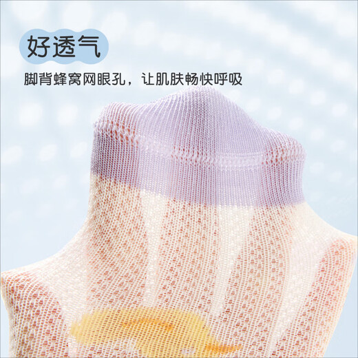 Nido Bear Children's Socks Girls Summer Breathable Thin Mesh Socks Baby Socks Girls Baby Socks Boneless Cotton Socks AW2414 Large Mesh 6 Pairs 6-12 Months (Suitable for Feet Length 9-11cm)