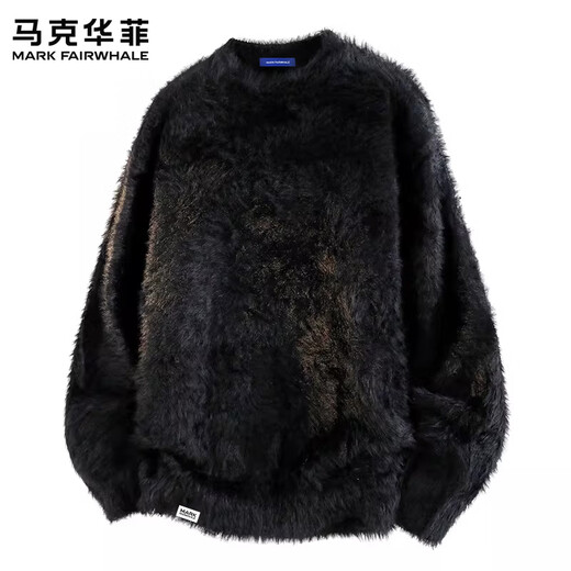 MARK FAIRWHALE American Retro Casual Sweater Men's 2026 Spring New Loose Warm Fashion Trendy Brand Versatile Sports Top Black Official Genuine M Recommended 90-120 Jin Jin equals 0.5 kg