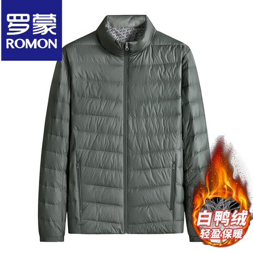 ROMON Fatty Thin Down Jacket Мужская теплая куртка больших размеров Свободная осень и зима Тонкий пуховик большого размера с воротником-стойкой Модный черный L