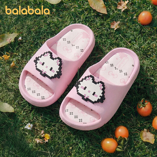 Balabala children's slippers girls' home summer baby soft bottom eva indoor home bath slippers cute lightweight sandals Kirishima pink 27 inner length 18cm suitable for feet 17-17.5cm long
