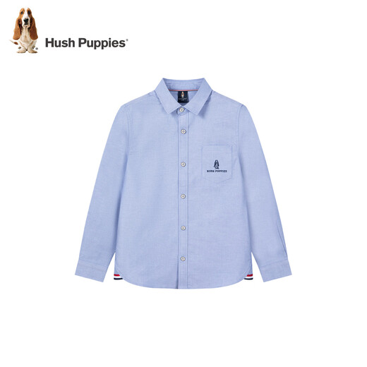 Hush Puppies children's clothing boys' long-sleeved shirt 26 spring new children's college style cotton shirt original white 140