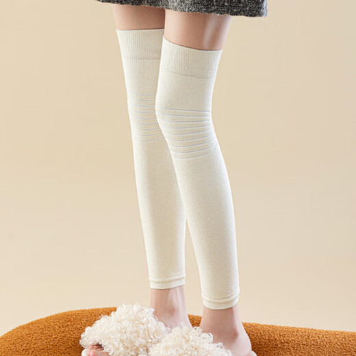 Shijanu's new thickened terry knee socks for women, autumn and winter high-top over-the-knee anti-slip stockings XC2413 wool socks set_black 1 pair one size