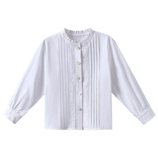 哈齿（hacikis）哈齿童装春秋儿童法式文艺花边衬衫女童白衬衫亲肤全棉上衣中大童