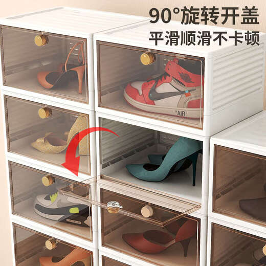 Yusenyi thickened shoe box storage box transparent shoe cabinet storage drawer type plastic folding shoe rack dormitory storage thickened folding model white transparent 1 pack 37x29x21cm