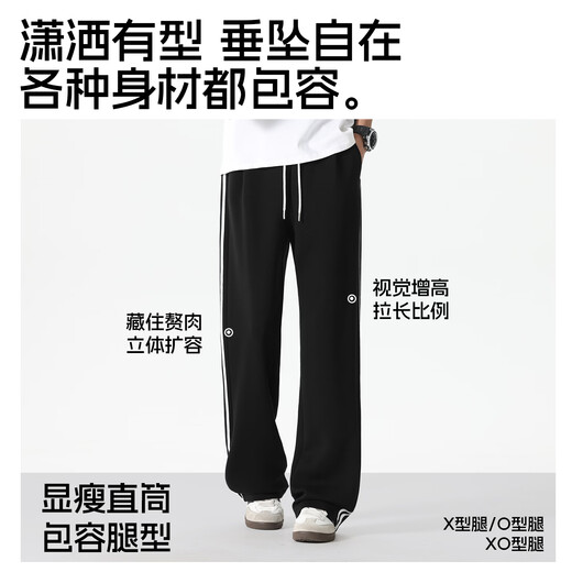 MINISO suit men's European and American trendy street style letter trend men's clothing with a handsome fish sports sweatshirt two-piece set Navy blue (m motivational letter) + Navy blue (solid color) L /175 (casual and versatile, same style for men and women)