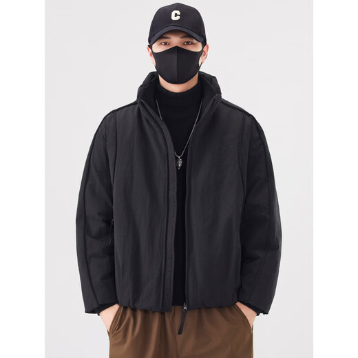 KBXNG劲霸新款男士工装羽绒服短款潮牌立领上衣加厚保暖面包服冬装外套 咖啡色 M 120斤内