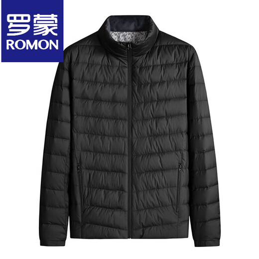ROMON Fatty Thin Down Jacket Мужская теплая куртка больших размеров Свободная осень и зима Тонкий пуховик большого размера с воротником-стойкой Модный черный L