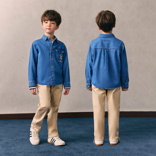 PawinPaw cartoon bear children's clothing 26 spring and summer new boys' denim long-sleeved shirt