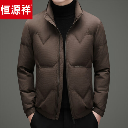 Hengyuanxiang Men's Lightweight Stand Collar Down Jacket 2025 New Autumn and Winter Solid Color Warm Bread Jacket Jacket Black M 170