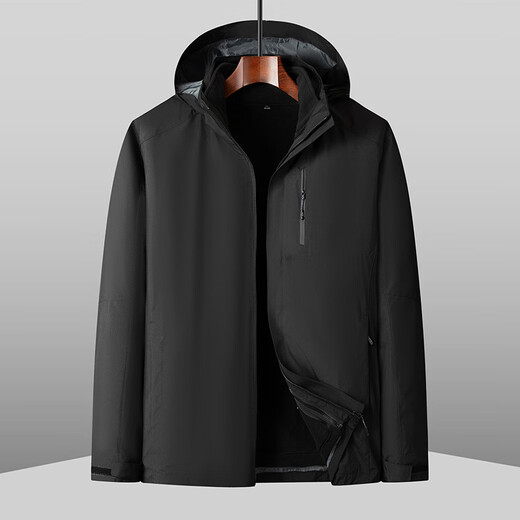 Dibinze Men's Spring and Autumn Outdoor Casual Jacket Fat Guy Loose Removable Fleece Liner Jacket Gray XL