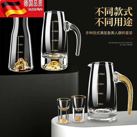 Tuojin household liquor glass set gold foil crystal glass wine set gold foil cup 6 pieces