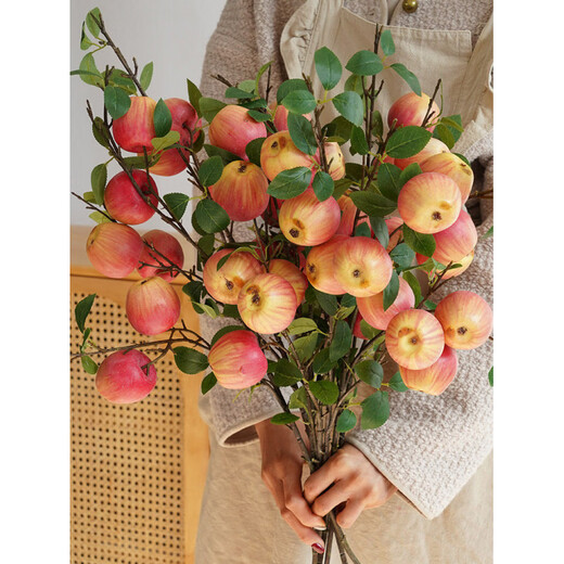 Fruit Apple Artificial Flower Living Room Decoration Fruit Branches Green Plants Gardening Vase Flower Arrangement Decoration and 6 Yellow Oranges 3 Branches