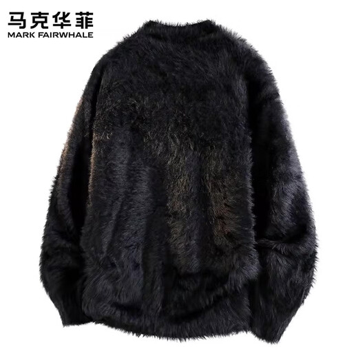 MARK FAIRWHALE American Retro Casual Sweater Men's 2026 Spring New Loose Warm Fashion Trendy Brand Versatile Sports Top Black Official Genuine M Recommended 90-120 Jin Jin equals 0.5 kg