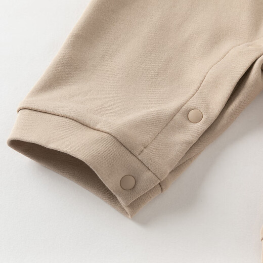 DAVE&BELLA newborn romper 2026 spring new baby boy onesie children's fake two-piece cotton baby pajamas khaki ready stock 59cm (recommended height 52-59cm)