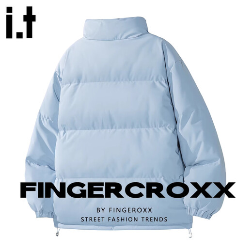 Fingercroxx it men's short cotton coat men's winter plaid bread coat thickened warm coat men's versatile fashionable cotton coat blue counter same style M 90-110Jin Jin equals 0.5 kg