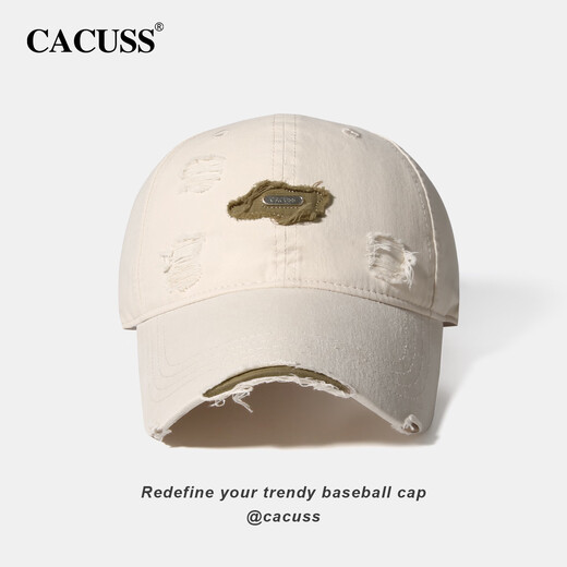 CACUSS帽子女士新款软顶棒球帽男春季户外钓鱼遮阳帽百搭潮流鸭舌帽    米色 均码 57-59CM
