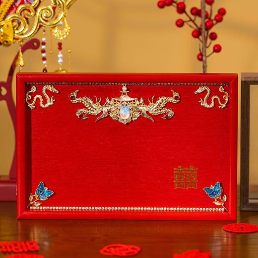 Pupan Engagement Tea Cup Tray Wedding Sugar Plate Fruit Tray Wedding Red Wooden Toast Tray Wedding Banquet Supplies Supreme C Style