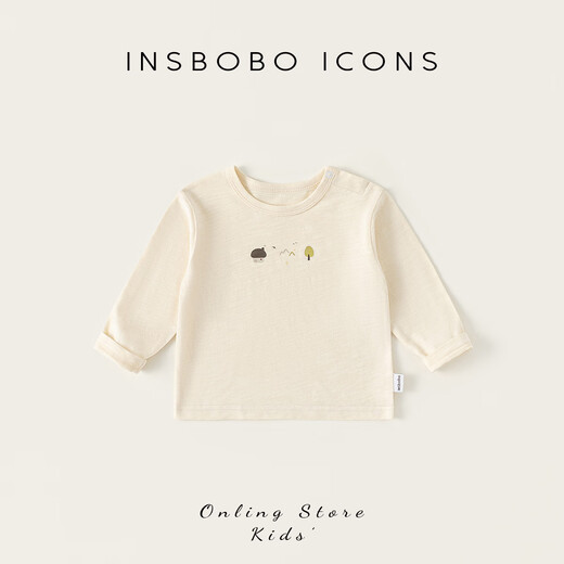 INSBOBO baby bottoming shirt 2026 spring new T-shirt newborn baby girl clothes spring baby boy tops spring and autumn off-white 90