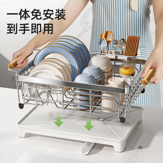 Tuojin dish storage rack drain dish rack 304 stainless steel dish rack kitchen rack for dishes and chopsticks drain basket 304 stainless steel original color large-model rust guaranteed