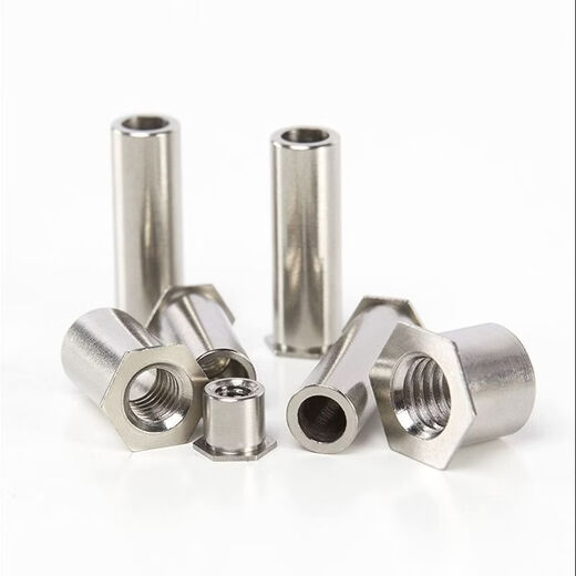 CLCEY through hole pressure riveting stud stainless steel nut column flat head hexagonal internal thread fastener SOS screw extension column 3 points 5M3-92000 bottom holes 5 points 4