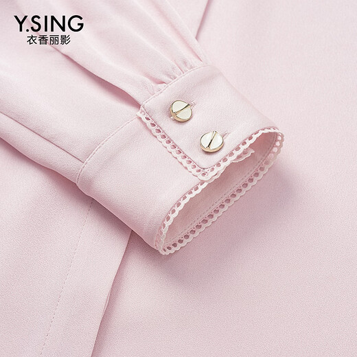 Yixiangliying pink acetate shirt for women 2026 spring new style light luxury age-reducing foreign style French long-sleeved shirt pink M