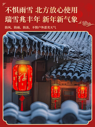 Xushansi 2026 new solar outdoor courtyard red lanterns waterproof and sunscreen antique style Chinese style palace lanterns Chinese style chandeliers have more than enough every year Pendant lights - 2 packs Family portraits - 2 packs