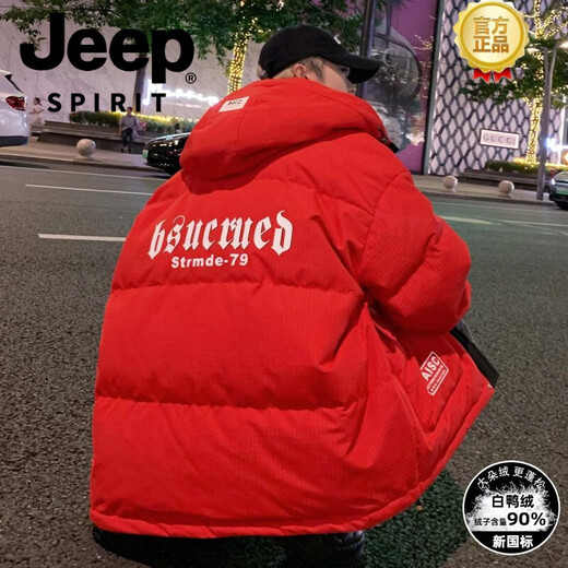 JEEP SPIRIT Молодежный пуховик Свободная куртка большого размера Осенне-зимний стиль Красивый и модный белый пуховик на утином пуху Куртка-пуховик для старшеклассников Мужская одежда больших размеров - черный S 165