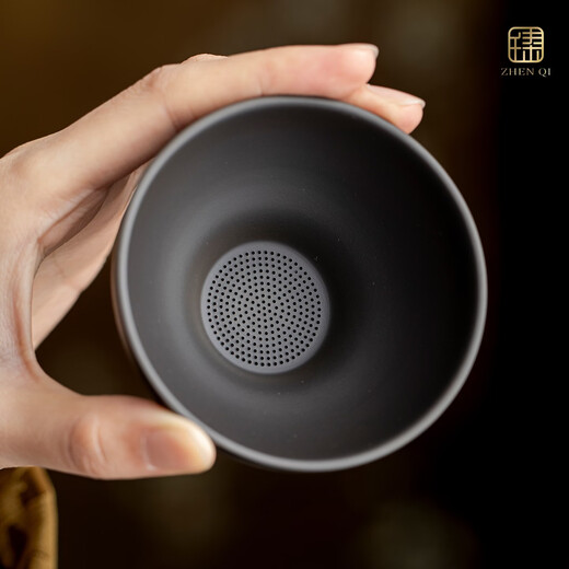 Zhenqi Bamboo Chang Qingyun Purple Pottery Tea Filter Set Creative Ceramic Tea Strainer Set Retro Zen All-Porcelain Tea Filter Set Purple Pottery | Bamboo Zen Qingyun | Tea Filter Set Simple Pack