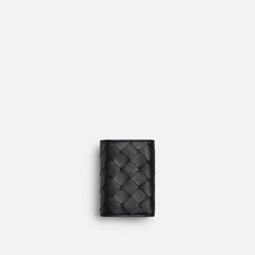 Bottega Veneta BV gift men's Intrecciato woven small tri-fold wallet for boyfriend, black, one size fits all