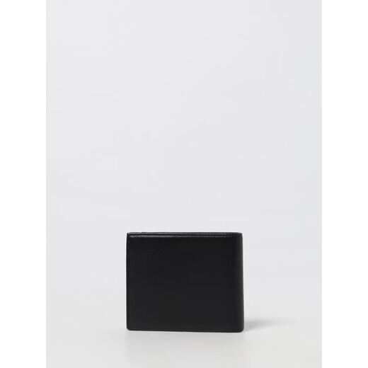 Armani (ARMANI) EA men's wallet black leather stitching folding short clip wallet Black 00U