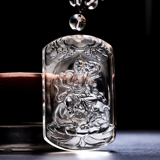 MARDOTG white crystal natal Buddha pendant for men, twelve zodiac signs, natal year amulet necklace, gift for women, rabbit, Manjusri - with bead chain