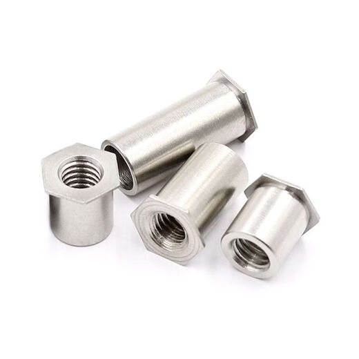 CLCEY through hole pressure riveting stud stainless steel nut column flat head hexagonal internal thread fastener SOS screw extension column 3 points 5M3-92000 bottom holes 5 points 4