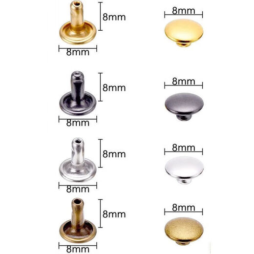 He Jiagong metal copper double-sided rivet leather diy leather goods installation tool flat rivet hit nail gun color 6mm20 set with installation tool