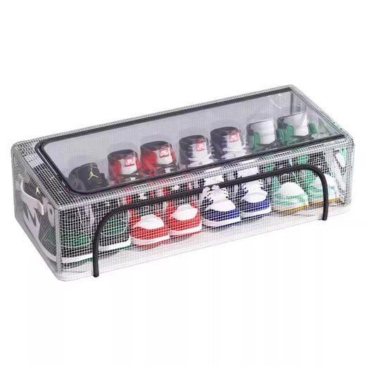 Fantasy Shoe Box Shoe Storage Bed Bottom Foldable Shoe Rack Bedroom Transparent Shoe Box Shoe Cabinet 4 Pack Large Thick Steel Frame/Stable Stacking