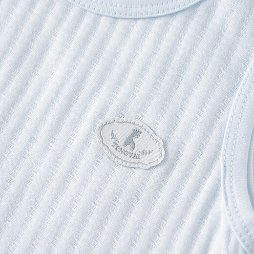 Tongtai (TONGTAI) baby bag, summer pure cotton baby clothes for men and women, sleeveless jumpsuit, triangle romper, jacquard, blue 80cm