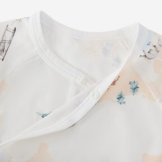 YEEHOO baby home clothes for girls, modal four-season harem clothes for boys, 10A antibacterial long-sleeved one-piece pajamas, Global Fun Travel and Ha 52cm