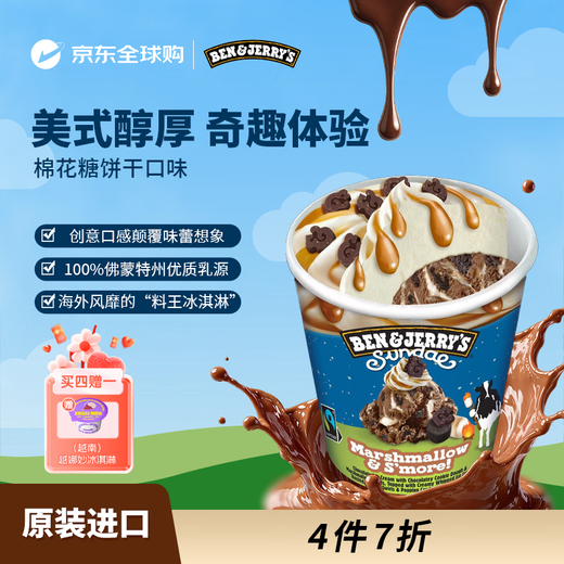 BEN & JERRY S USA Ben & Jerry's Ice Cream Marshmallow Sundae Large Bucket Ice Cream 427ml Family Pack Ice Cream