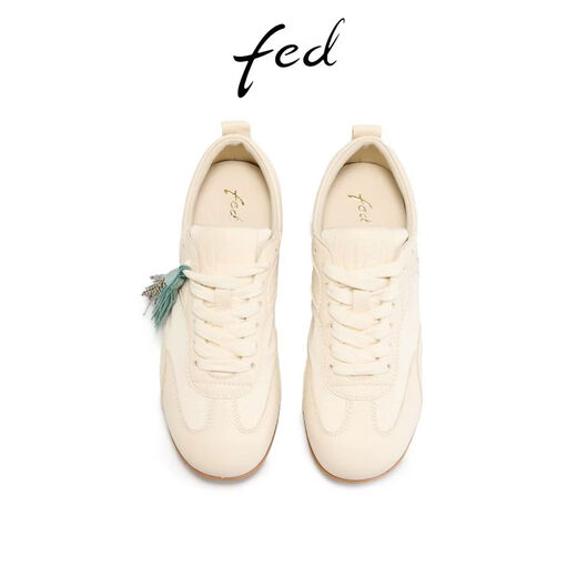 FED tassel casual shoes spring new women's shoes plain performance wild moral training shoes comfortable Forrest Gump shoes women's ZCB055 beige 35