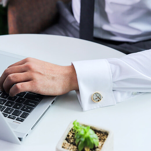 KFLK French shirt cufflinks men's light luxury custom shirt movement mechanical cufflinks cufflinks Cufflinks K157 (gold frame)