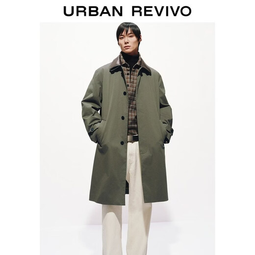 UR2026 Весенняя новая мужская мода в стиле ретро, ​​ванна, контрастный цвет, длинная ветровка с лацканами UMF160013