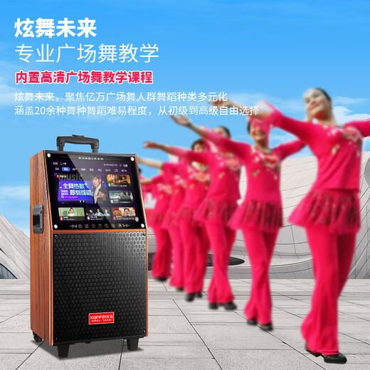 Xianfei square dance audio with display screen outdoor audio karaoke all-in-one trolley speaker mobile bluetooth home KTV audio karaoke machine large volume 29-inch touch version + dual microphones + U disk