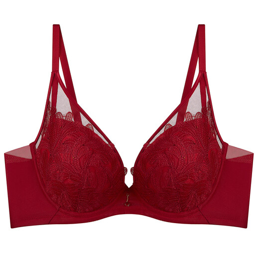 Wacoal Thin Gorgeous Embroidered Gathered Soft Wire Ring Bra for Women WB30A6 Crimson 70C