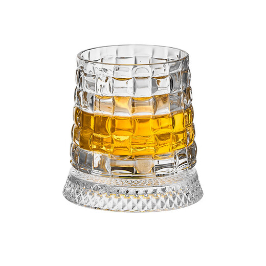 Sanqihu Internet celebrity's same style rotatable whiskey glass creative crystal wine glass beer glass decompression artifact glass base ice flower rotating cup + 2 pieces