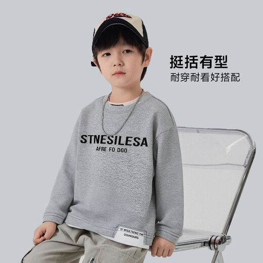Yoyo Fairy Tale Children's Long Sleeve T-shirt Spring and Autumn Cotton Comfortable 2026 Boys' Spring Bottoming Shirt Medium and Big Children's Top Fashionable Gray Don't be too big, if you are too fat you can go up one size 110