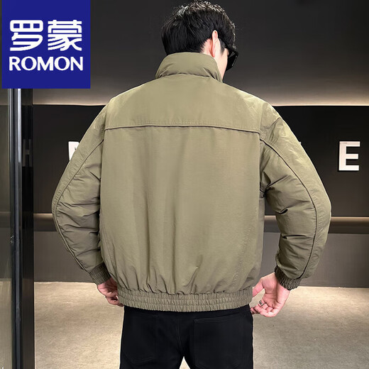 ROMON зимний пуховик мужской воротник-стойка 2025 новый тонкий однотонный красивый универсальный утиный пуховик мужская зимняя одежда черный M
