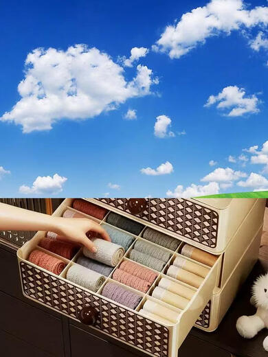 Yusenyi Cabinet Underwear Storage Box Drawer-type Dust-proof Underwear and Socks Organizing Basket Good-looking Storage Box for Close-fitting Clothes Unlatched 1-layer Underwear Box (Enlarged, Thickened, Sealed and Dust-proof)