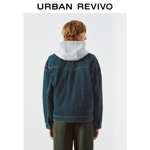 UR2026 Spring New Men's Retro Barn Style Contrast Color Lapel Denim Jacket UMF860004 Blue S