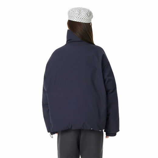 GROUND ZERO可双面穿情侣款字母绣花90白鸭绒立领羽绒服外套 藏青色 2XL   