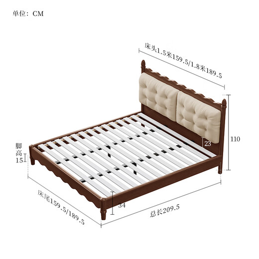 Gujia Home French Cream Style Puff Bed Master Bedroom Fabric Bed Small Size Removable Back Cover Fabric Bed DS9160 Almond Tea Removable Cream Style Flagship Model 1.8X2.0M